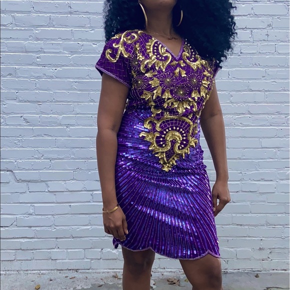 Vintage Sequin Cutout Dress - Picture 2 of 5